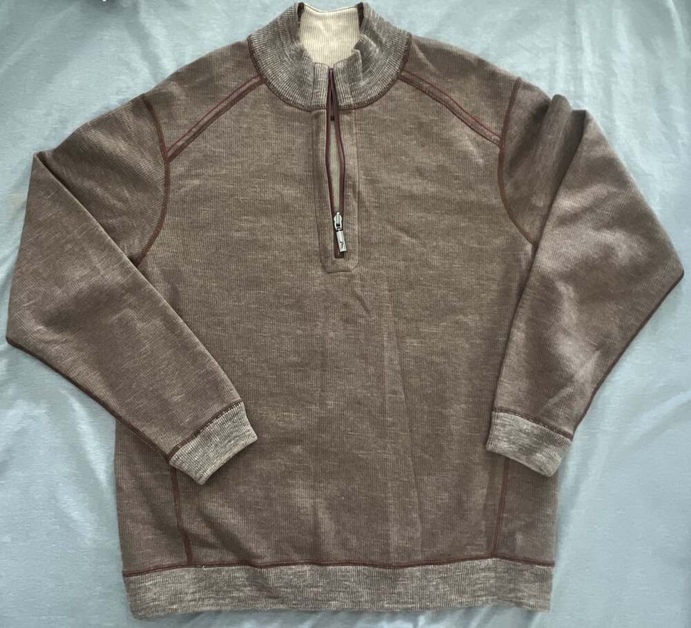 Tommy Bahama Brown Half Zip Pullover Sweater